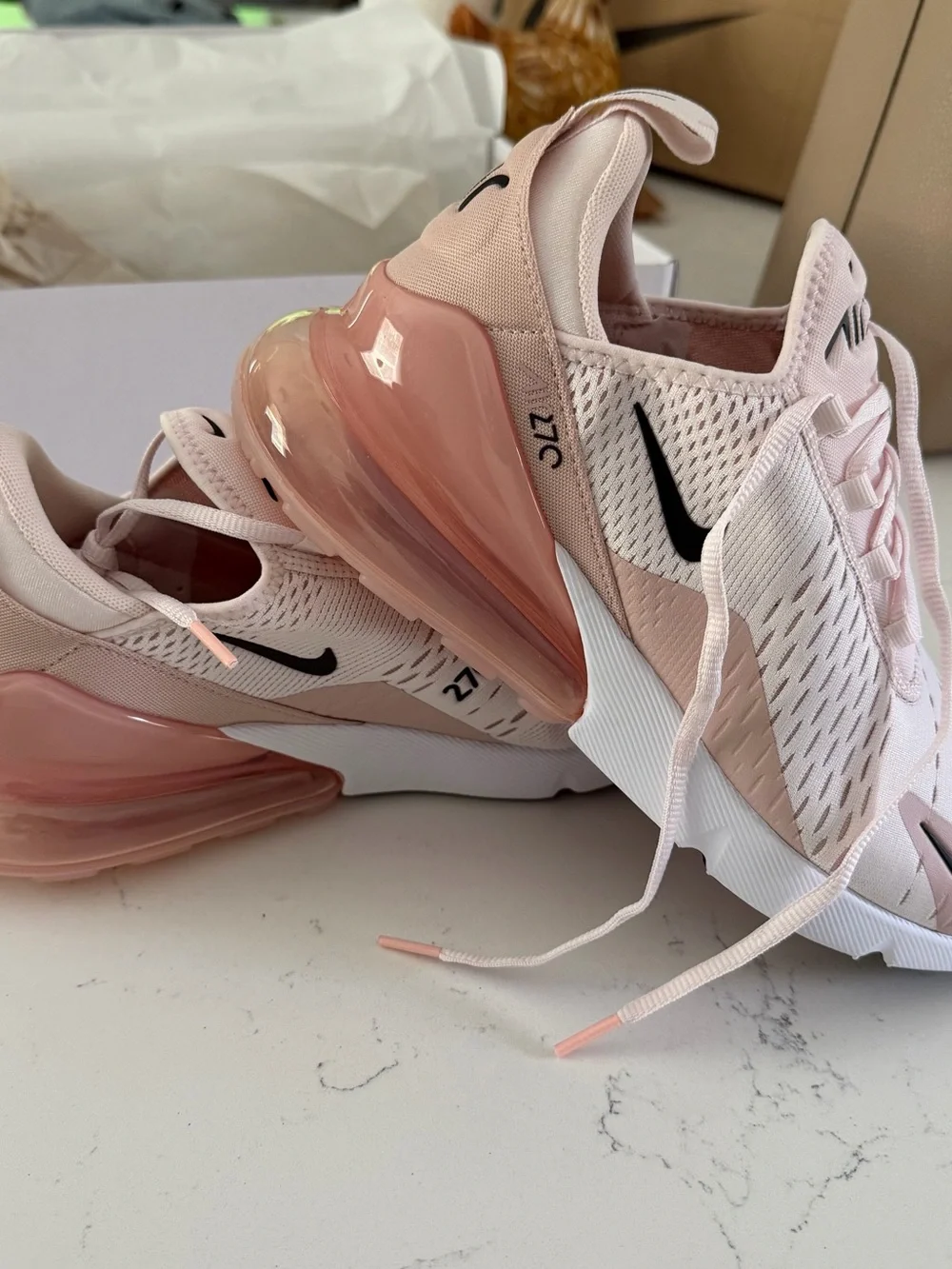 Nike Women’s Sneakers - Blush Pink with Black Swoosh